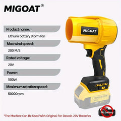 MIGOAT Cordless Leaf Blower 50000RPM Super Speed