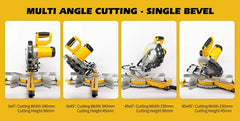254mm 2400W Sliding Miter Saw + 1pc 255mm 120T Blade For Wood Cutting + 1pc 255mm 120T Blade For Aluminium Cutting
