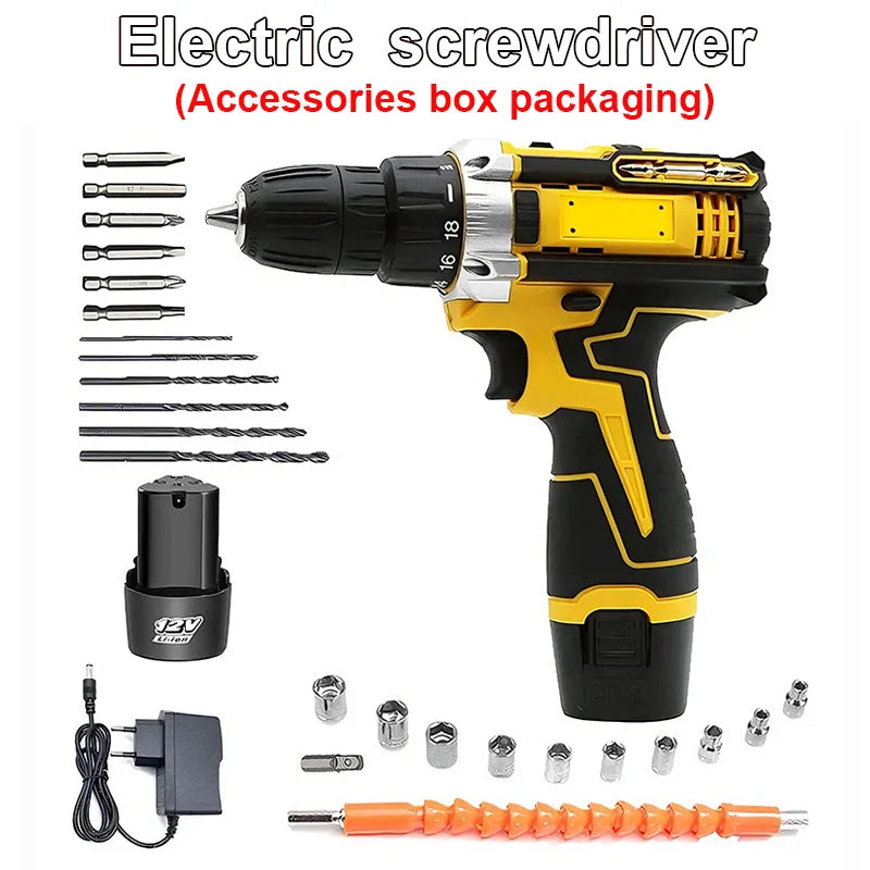 Lithium Electric Drill Electric Screwdriver Hand Electric Drill Electric Tool Set Multifunctional Accessory Box Packaging