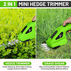 2 In 1 Cordless Electric Hedge Trimmer Rechargeable Handheld Household Lawn Shrub Weeding Pruning Mower Garden Tools
