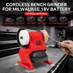 Cordless Bench Grinder 2-Wheel 5500RPM Electric Grinding Sharpener Metal Polishing DIY Tools for Milwaukee 18V Battery Pin