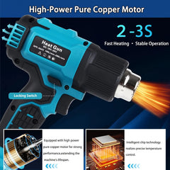 Cordless Heat Gun, 550℃ High Temperature Portable Electric Hot Air Gun (Bare Machine)