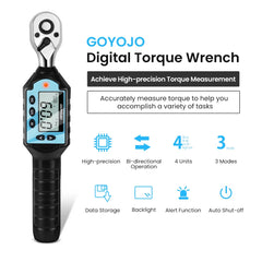 New Digital Preset Torque Wrench 1/2" 3/8" 1/4" Bidirectional Ratchet Head Professional Adjustable Bicycle Repair Hand Tools