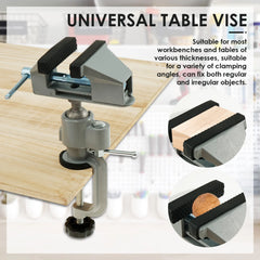 Tabletop Clamp Vice 360° Rotatable Table Vise Aluminium Alloy Work Bench Vise Portable Mini Bench Clamp Fixed Tool for Drilling