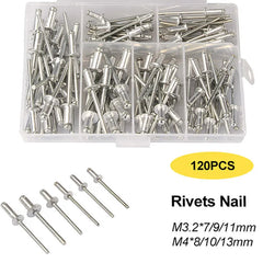 Heavy Duty Riveter Set,Pop Rivet Gun and 120Pcs Blind Rivets Assortment Kit Hand Tools Rivet Nut Tool