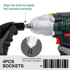550W Electric Impact Wrench Max Torque 500Nm 1/2 Inch 2M Rubber Cable Car 4 SocketS Wrenches BMC Box AC Power Car Repair Tool