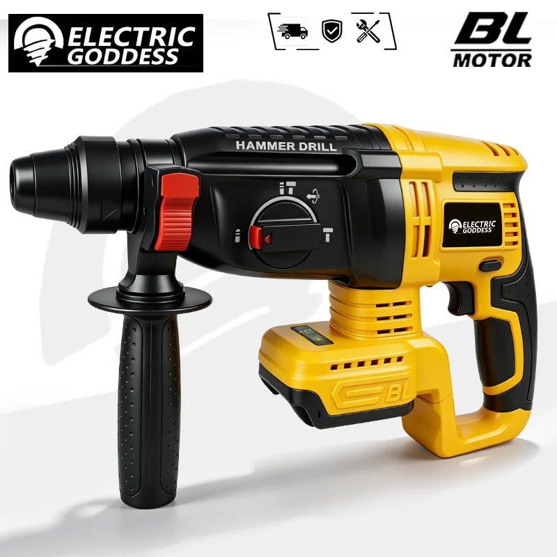 Brushless Cordless Rotary Hammer Drill 26mm Four-speed Adjusting Electric Hammer Power Tools For Dewalt 20V Battery Pin
