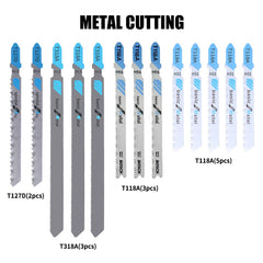48 PCS Jigsaw Blades Set, T-Shaft HCS Assorted Blades for Fast Cutting, Straight Cutting Tools for Wood, PVC & Steel Pipe
