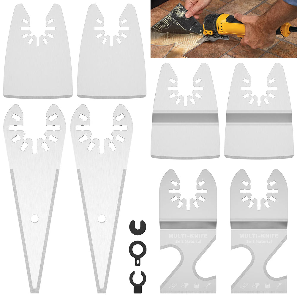 8Pcs Oscillating Tool Scraper Blades Universal Oscillating Multi-tool Blade Rotation Tool Accessories for Paint Adhesive Removal