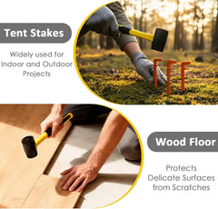 Rubber Mallet Hammer Soft Mallet - Soft Rubber Head Hammer, Mallets with Comfort Grip, Suitable for Flooring, Tile, Furniture