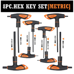 T Handle Allen Wrench Set Metric, Thandle Tee Handle Allen Hex Key Set, 2 2.5 3 4 5 6 8 10mm,8 Pcs HeavyDuty Excellent Set