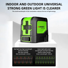 Laser Level 2 Lines Cross Green Level Laser Horizontal Vertical Nivel Laser 15m Dustproof Waterproof Self-Leveling Laser Level