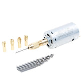 Electric Hand Drill DIY MINI Drill Press Set DC 12V Motor 10PCS 0.5-3mm HSS Twist Drill Bit with 5Pcs Chuck Collets Hobby Drill
