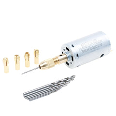 Electric Hand Drill DIY MINI Drill Press Set DC 12V Motor 10PCS 0.5-3mm HSS Twist Drill Bit with 5Pcs Chuck Collets Hobby Drill