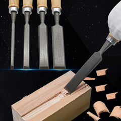 4Pcs Wood Carving Chisels Set Professional for Woodworking - 8/12/16/20mm Comfortable Beech Handle Wood Chisel with Wood Handles