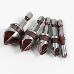 Metal Drills Five Blade Chamfering Machine Hexagonal Handle Drill Bit Woodworking Drilling Special Drill Bit Tool Parts Bit Set