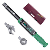 Digital Torque Wrench with Interchangeable Heads Precision Adjustable 5-99.6ft.lb(6.8-135Nm) Ratchet & Open-End Heads Profession