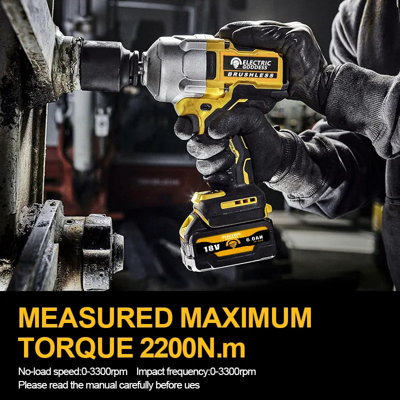 3/4inch Brushless Torque Impact Wrench 2200N for Heavy Industry Auto Repair HomeDiy Handheld Tool For Dewalt 20V Battery Pin