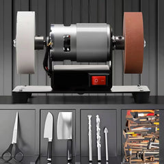 Mini Bench Grinder with 2 Wheels Electric Sharpener Grinder 7 Adjustable Speed for Metal/Wood/ Making/Jewelry Buffing