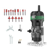 Router Tool 800W Compact Palm Wood Router Tool for Woodworking Electric Hand Trimmer Cutting Tool with 15Pcs 1/4in Router Bits
