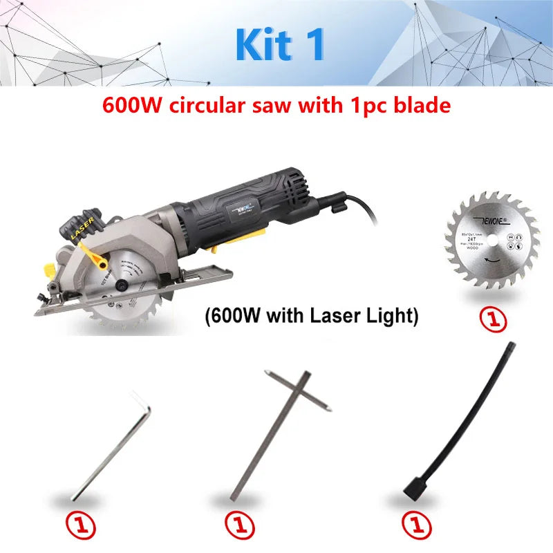 Electric Mini Circular Saw With Laser Multi-function Cutting Wood PVC Tube Tile Power Tool