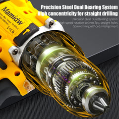 Cordless brushless drill, compact dual-speed setting, compatible with DeWalt 20V battery, includes bare tool only