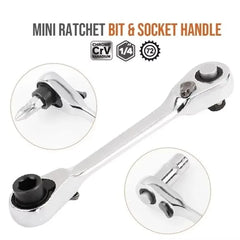 Rafford Mini Treble 1/4 Ratchet Wrench Double Ended Quick Socket Ratchet Wrench Screwdriver Hex Torque Wrenches Set 2in1 Spanner