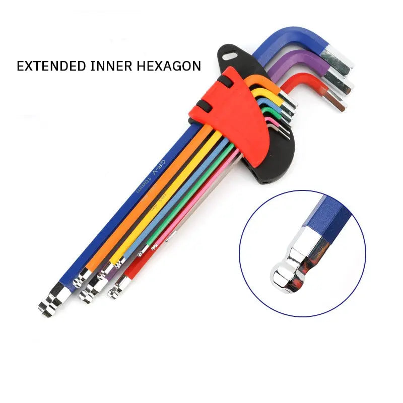 Hex Key Allen Wrench Set Medium Length Extra Long Ball End Hexagon Spanner Flat Head Allen Wrench Hex Key Set Tools 9 Pcs