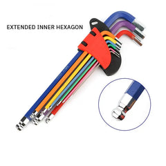 Hex Key Allen Wrench Set Medium Length Extra Long Ball End Hexagon Spanner Flat Head Allen Wrench Hex Key Set Tools 9 Pcs