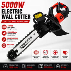 Electric Concrete Wall Cutter 5000W High Power Chainsaw Cutting Machine, Chainsaw Multi-Function Slotting Tool for Building