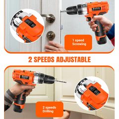 DayPlus Cordless Drill Driver 25+1 Torque Combi Drill Power Kit, Electric Screwdriver Set, 2 Speeds
