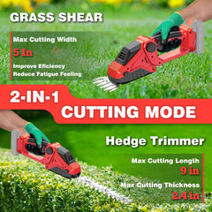 Cordless Hedge Trimmer For Milwaukee M18 Battery 2200RPM Mini Grass Shears 2 in 1 Handheld Electric Hedge Trimmer/Grass Cutter