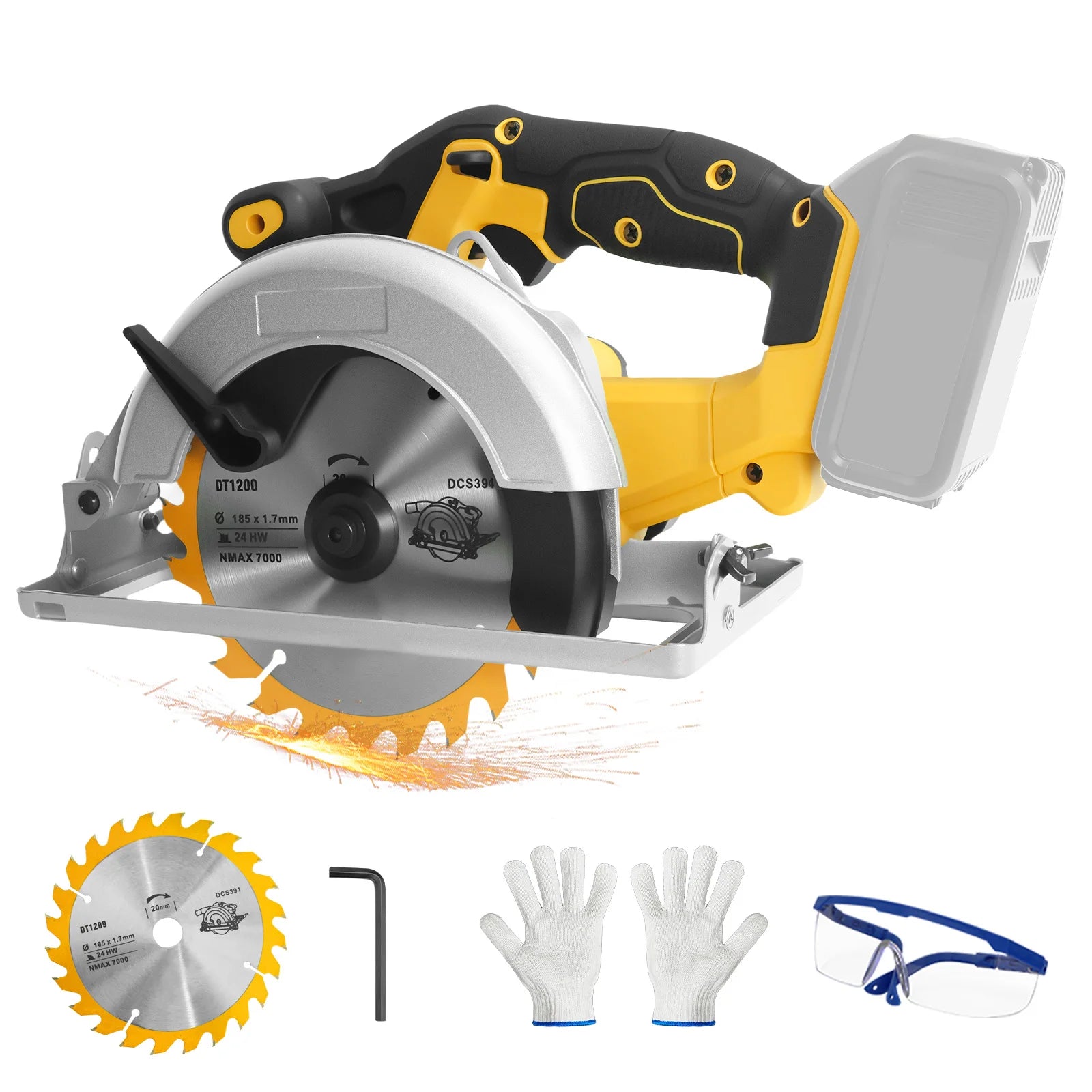 6.5Inch Brushless Electric Circular Saw 1000W Handheld Power Wood Saw Cordless Woodworking Cutting
