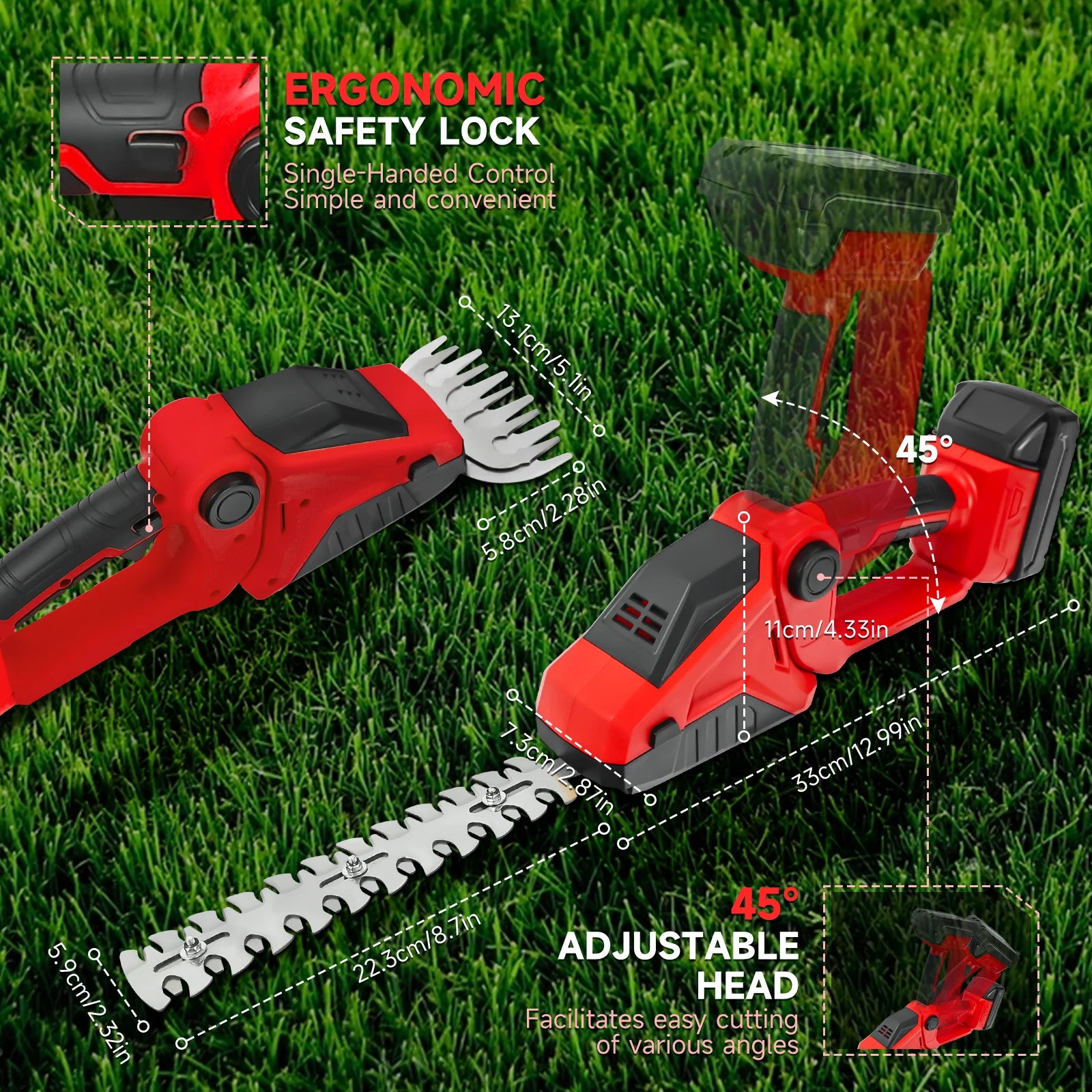 Cordless Hedge Trimmer Electric Grass Trimmer Bush Trimmer Grass Shears Garden Tools for Milwaukee 18V Battery (No Battery)