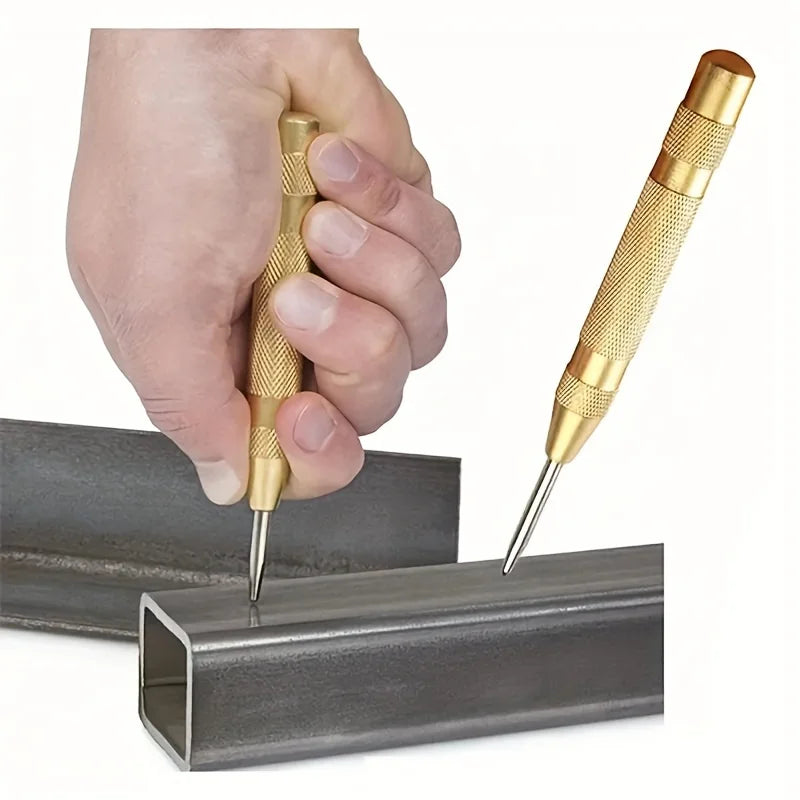 5-Inch Spring Automatic Center Punch - Steel, Precision Marking and Hole Initiation Tool