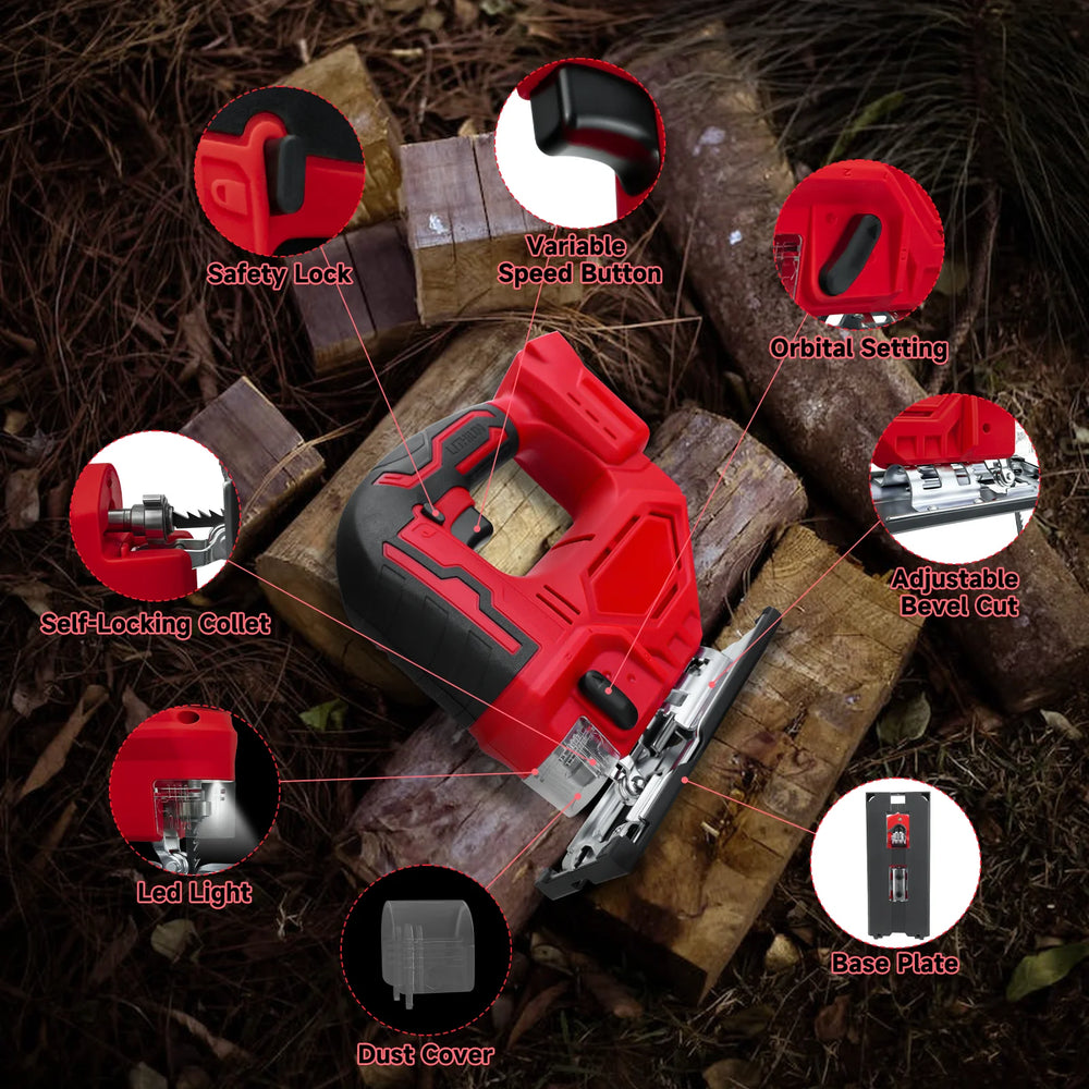 Electric Jig Saw 2700RPM Cordless Jigsaw 3 Orbital Settings Multi-Function Woodworking Tool For Dewalt/Milwaukee 18V 20V Battery