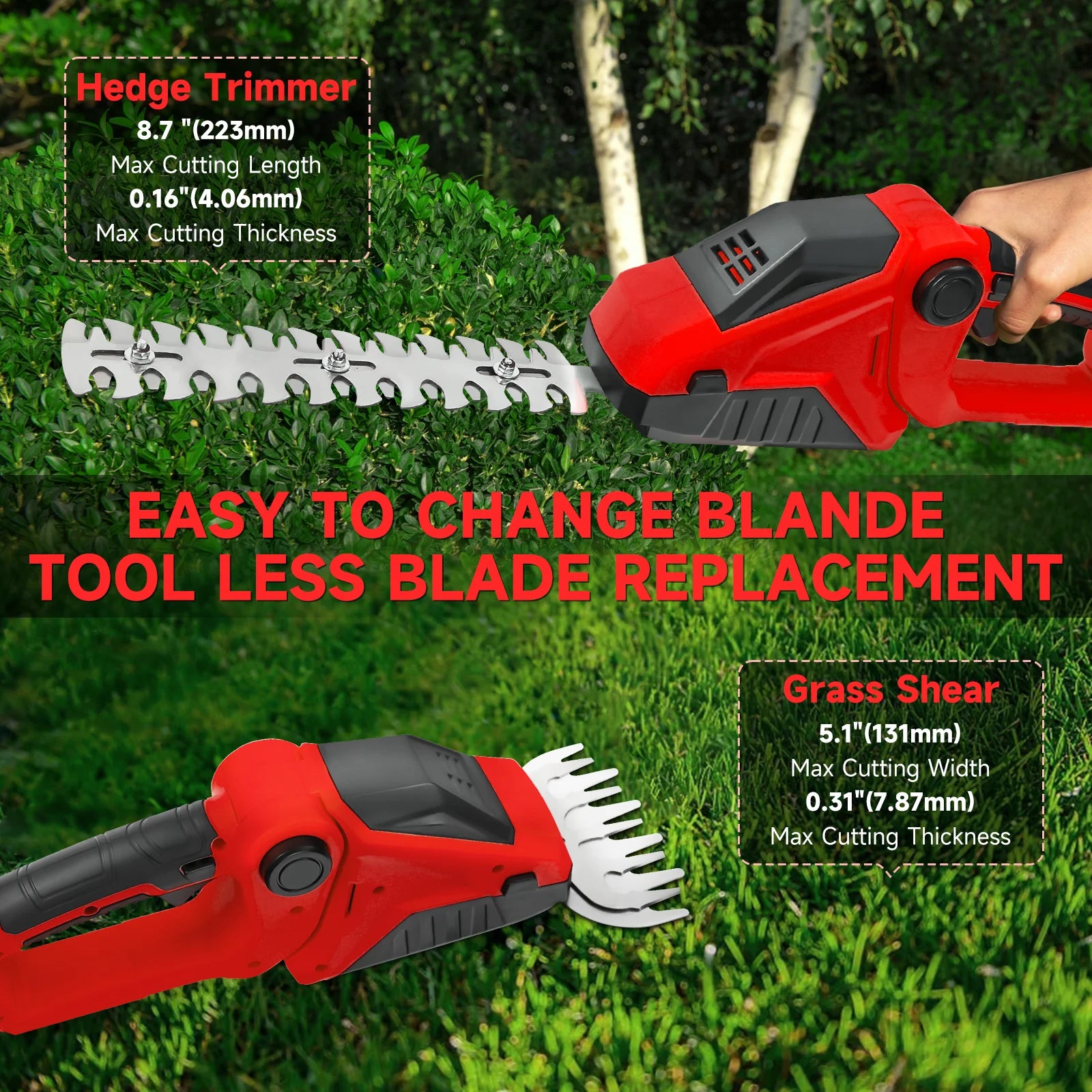 Cordless Hedge Trimmer Electric Grass Trimmer Bush Trimmer Grass Shears Garden Tools for Milwaukee 18V Battery (No Battery)