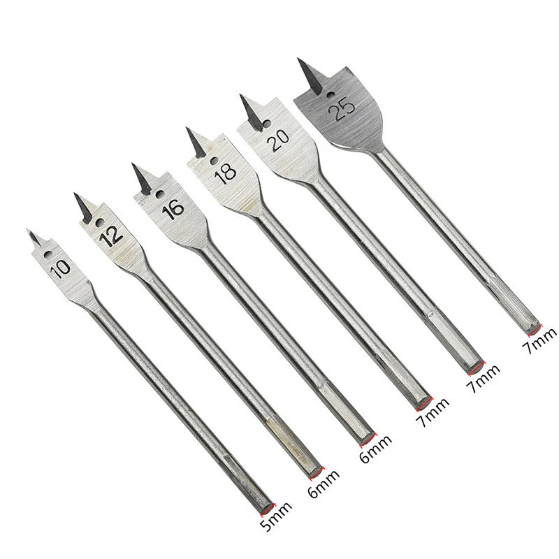 6Pcs Hole Saw Drill Bits Set Wood Flat Spade Drill Bit 10/12/16/18/20/25mm