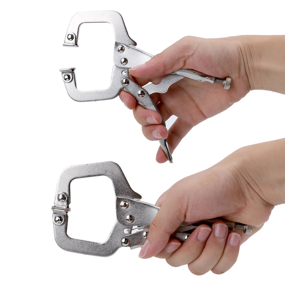 C Clamp weld Clip Woodwork Alloy Steel Pad Wood Work Grip Vise Lock Jaw Swivel Pincer Tong Tenon Locator Hand Tool Fix Plier