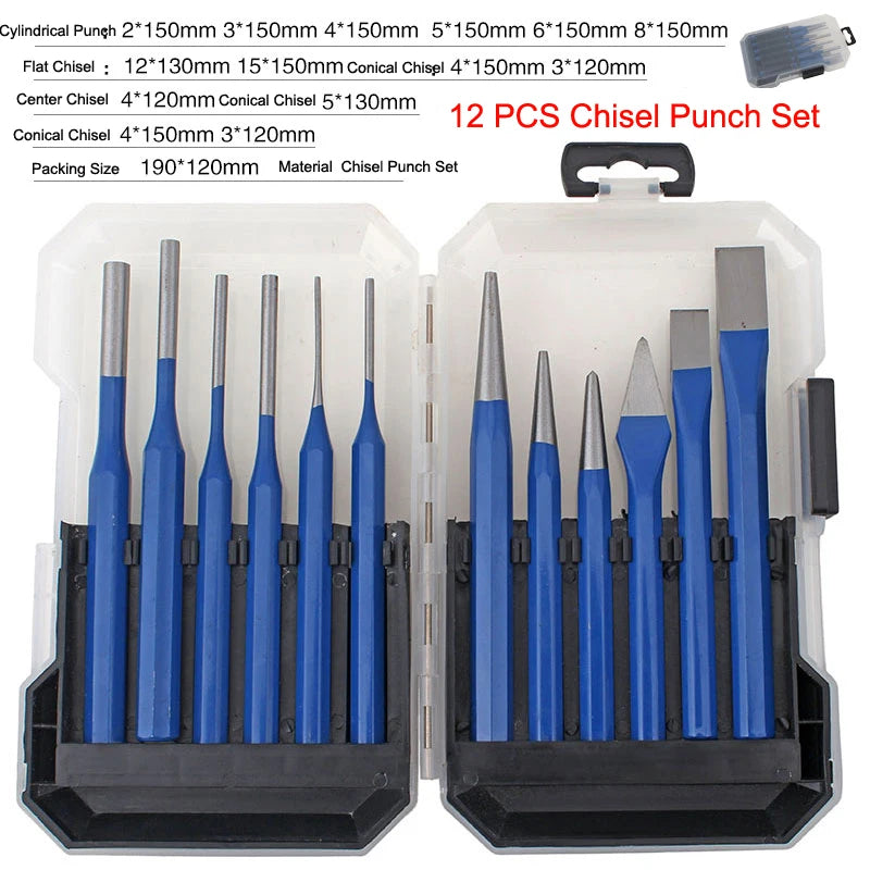 Center Positioning Punch Alloy Chisel Punch Set 3-8mm CR-V Steel