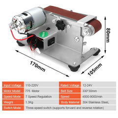 Mini Electric Belt Sander DIY Polishing Grinding Machine Multifunctional Grinder Cutter Edges Sharpener 10PCS Belt 110/220V