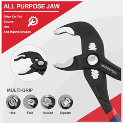 WORKPRO 7" & 10" Water Pump Plier Set Adjustable Quick-release Push Button CR-V Steel Groove Joint Pliers For Multi-Use