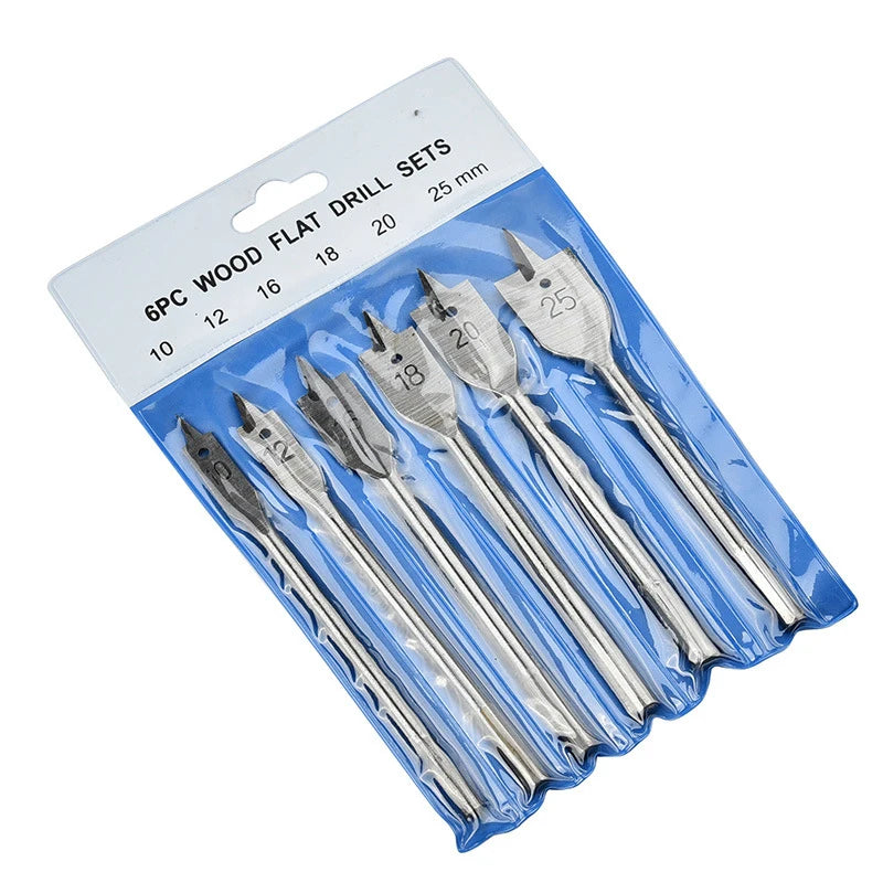 6Pcs Hole Saw Drill Bits Set Wood Flat Spade Drill Bit 10/12/16/18/20/25mm