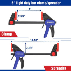WORKPRO 4-Piece Bar Clamp Set Woodworking Work Bar F Clamp Clip Set 4.5-inch & 6-inch DIY Carpentry Hand Tool Gadget