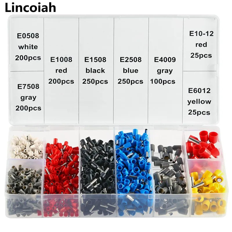1250pcs Wire Terminal Crimp Connector Insulated Cable Terminals with Crimping Pliers
