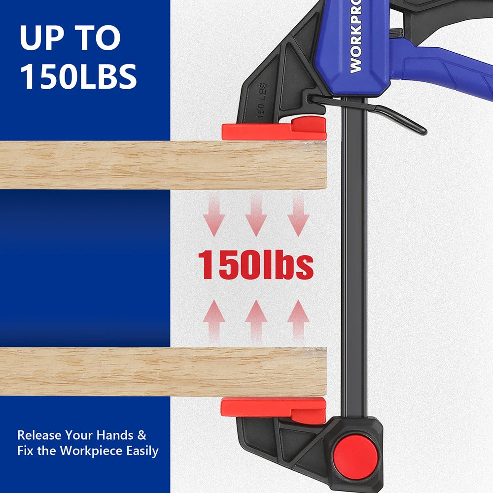 WORKPRO 4-Piece Bar Clamp Set Woodworking Work Bar F Clamp Clip Set 4.5-inch & 6-inch DIY Carpentry Hand Tool Gadget