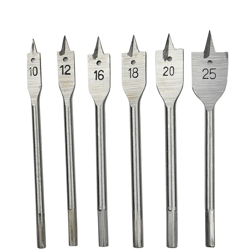 6Pcs Hole Saw Drill Bits Set Wood Flat Spade Drill Bit 10/12/16/18/20/25mm