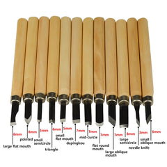 Wood Carving Chisel Knife Set 12pcs Woodworkers Gouges Hand Tool Engraving Cutter