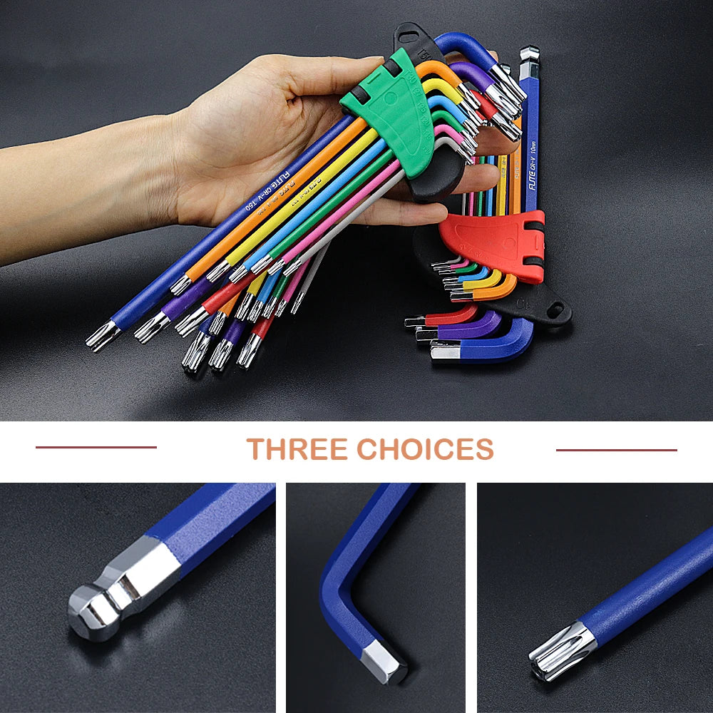 Hex Key Set 9PCS Metric Allen Key Set 1.5-10MM Anti-Slip Long Ball End Hex Wrench Set Spanner for Vehicle Bicycle Repairs