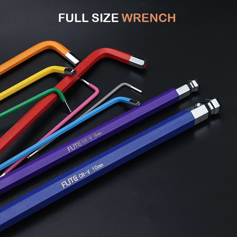 Hex Key Set 9PCS Metric Allen Key Set 1.5-10MM Anti-Slip Long Ball End Hex Wrench Set Spanner for Vehicle Bicycle Repairs